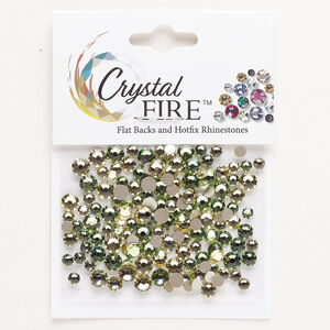 Flat back mix 1pkg144 peridot and jonquil foil back, Crystal FIRE®, 3.00-4.80mm round SS12 / SS16 / SS20