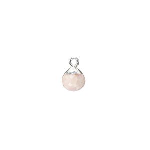 Pink opal / copper / sterling silver 1pkg1, silver-plated hand-cut faceted round drop natural 7mm