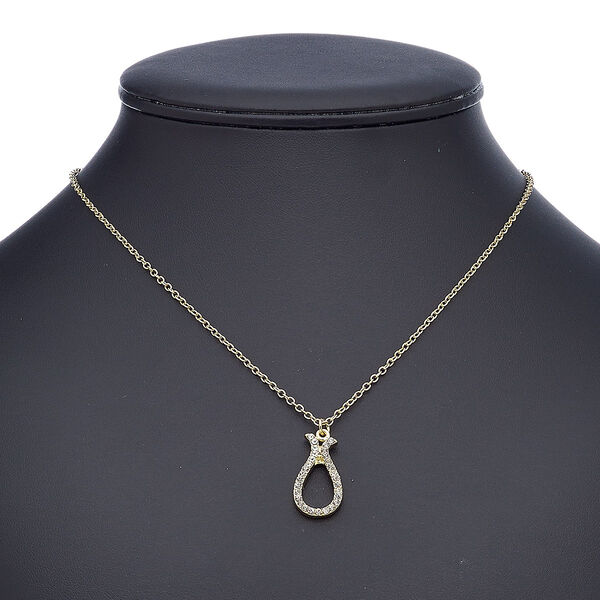 Necklace, glass rhinestone with gold-finished steel and "pewter" (zinc-based alloy), clear, 24x13mm teardrop, 18 inches with 2-inch extender chain and lobster claw clasp. Sold individually. image number 0