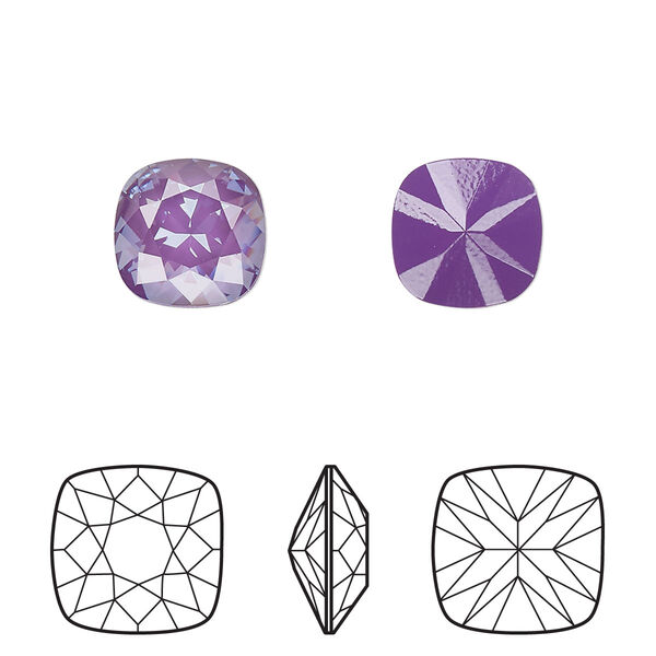 Fancy stone 2pk crystal purple ignite, Crystal Passions® 10mm cushion 4470 image number 0