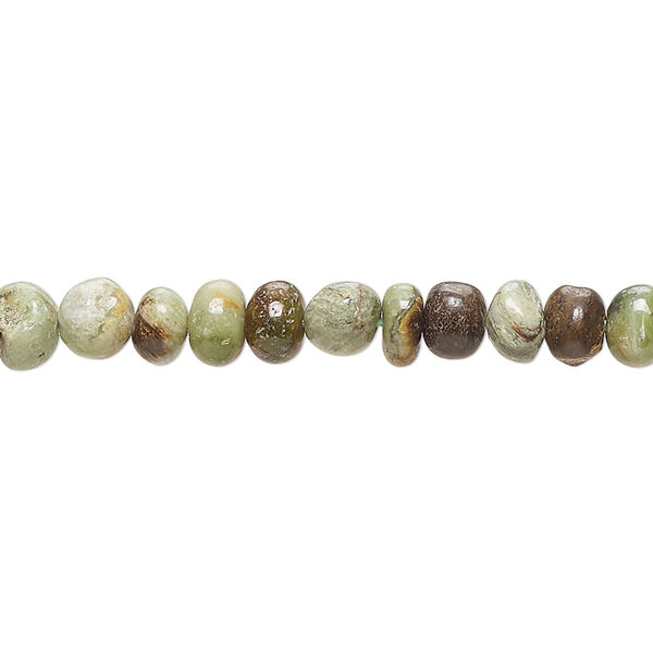 Bead, chrysoprase (natural), 4-5mm hand-cut round and 5x3mm-6x5mm hand-cut rondelle, F grade, Mohs hardness 6-1/2 to 7. Sold per 14-inch strand. image number 0