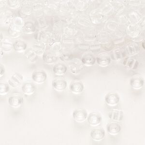 Seed bead, Miyuki, glass, pkg/250g, #6 rocaille, transparent crystal clear, (RR-131).