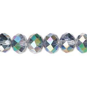 Bead 1pk 48 facets clear vitrail, Celestial Crystal® 10x8mm rondelle 15.5-16 inch
