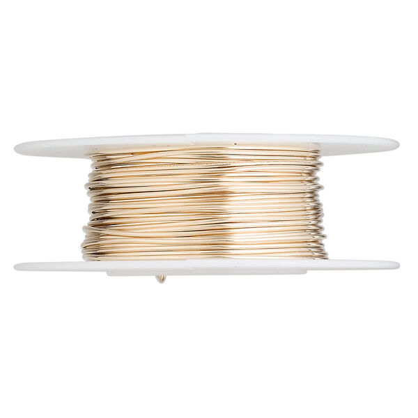 Wire, 12Kt gold-filled, half-hard, round, 21 gauge. Sold per pkg of 5 feet. image number 0