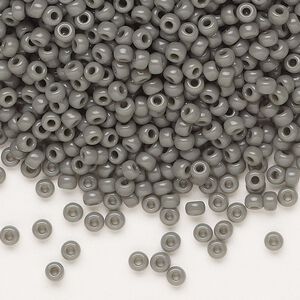 Seed bead, Miyuki, glass, pkg/250g, #8 rocaille, opaque grey, (RR-499).