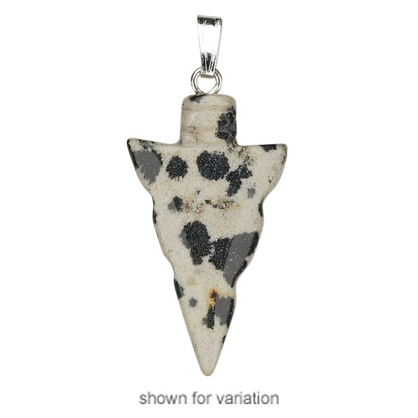 Multi-gemstone / brass 1pkg100, silver-plated arrowhead pendant mix 30x17mm image number 1