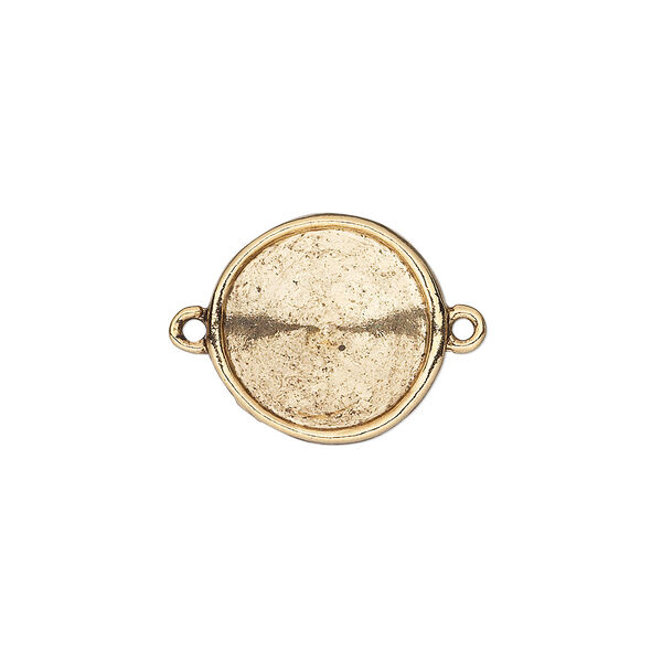 Link, Almost Instant Jewelry®, antique gold-plated pewter (tin-based alloy), 17mm round with 14mm rivoli setting. Sold individually. image number 0