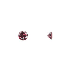 Gem, rhodolite garnet (natural), 5mm hand-cut faceted round, A grade, Mohs hardness 7 to 7-1/2. Sold individually.