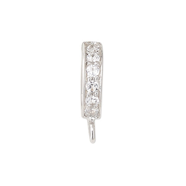 Bail, enhancer, white topaz (natural) and sterling silver, 9x2mm hinged oval with closed loop, 6mm grip length. Sold individually. image number 0