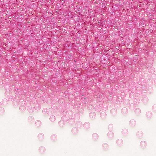 Seed bead, Preciosa Ornela Czech glass, pkg/500g, #11 rocaille, translucent solgel dyed rainbow pink, (41192). image number 0