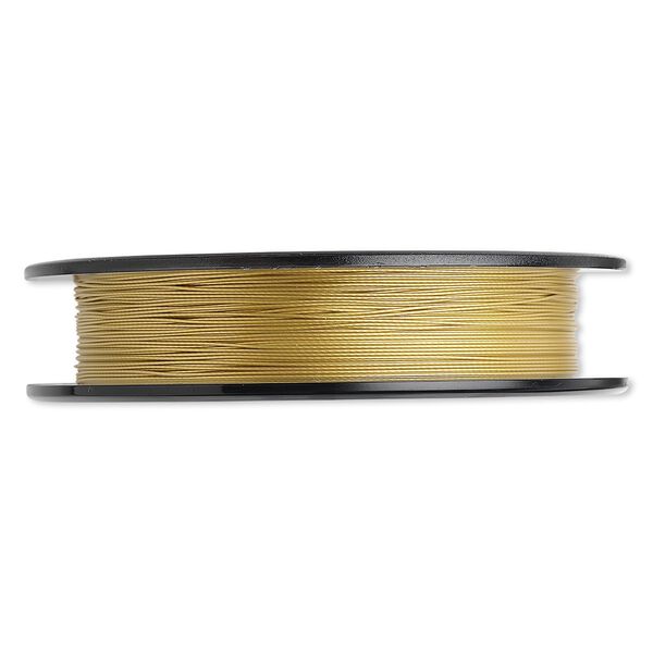 Beading wire, Tigertail™, nylon-coated stainless steel, gold, 3 strand, 0.015-inch diameter. Sold per 100-foot spool. image number 0