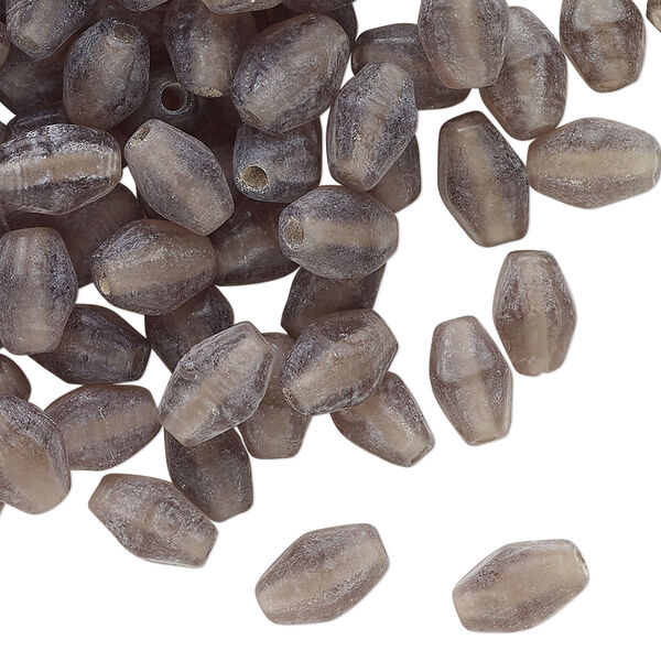 Bead, lampworked glass, translucent grey, 8x6mm double cone. Sold per 2-ounce pkg, approximately 170 beads. image number 0
