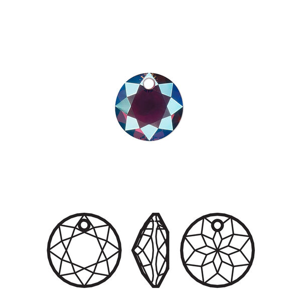 Drop 2pk amethyst shimmer, Crystal Passions® 10mm pendant classic cut 6430 image number 0