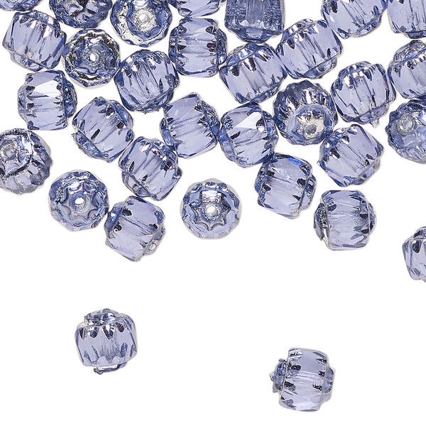Czech pressed glass 1pkg60, cathedral bead dipped décor translucent metallic lilac 6mm image number 0