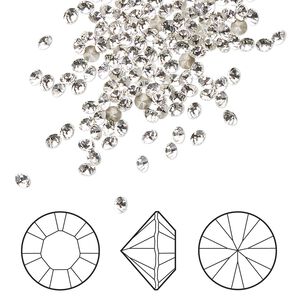 Chaton 1440pk crystal clear foil back, Swarovski® 2.4-2.5mm PP18 round 1028