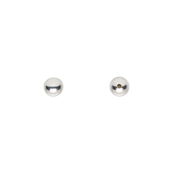 Bead end, silver-plated brass, 5mm half-drilled round. Sold per pkg of 10. image number 0