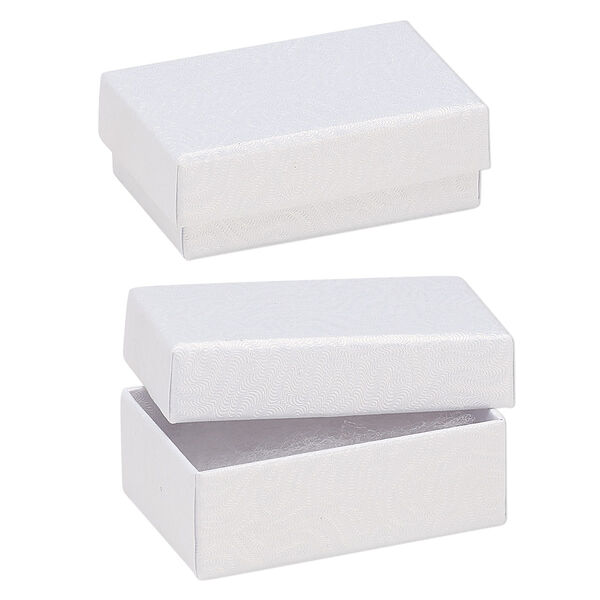 Box, paper, "cotton"-filled, white, 2-5/8 x 1-1/2 x 1-inch textured rectangle. Sold per pkg of 10. image number 0