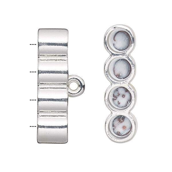 Cord end, glue-in, silver-finished "pewter" (zinc-based alloy), 29.5x8mm 4-strand barrel, 5.5mm inside diameter. Sold per pkg of 2. image number 0
