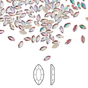 Flat back 12pk crystal AB foil back, Preciosa MAXIMA Czech crystal rhinestone 4x2mm navette