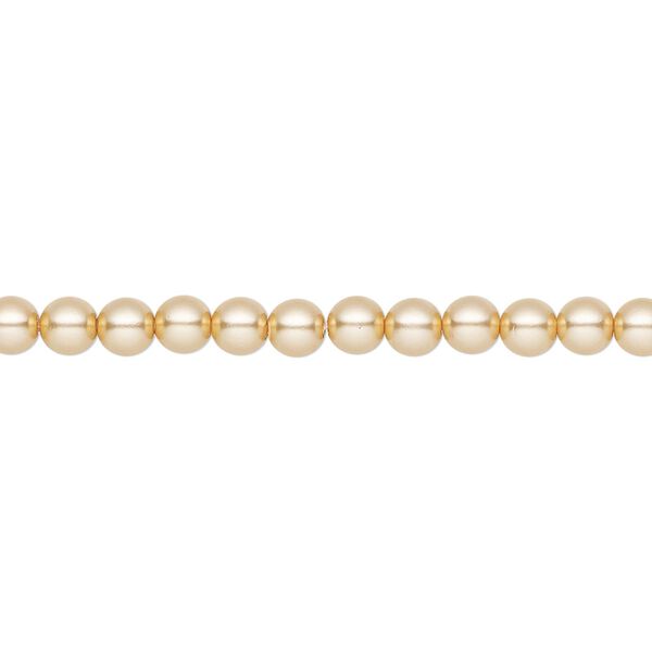 Pearl 50pk gold, Preciosa Czech crystal 4mm round image number 0