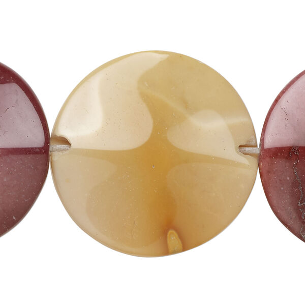 Moukaite jasper 1pkg1, wavy flat round bead natural, 15 inch 28-30mm image number 0