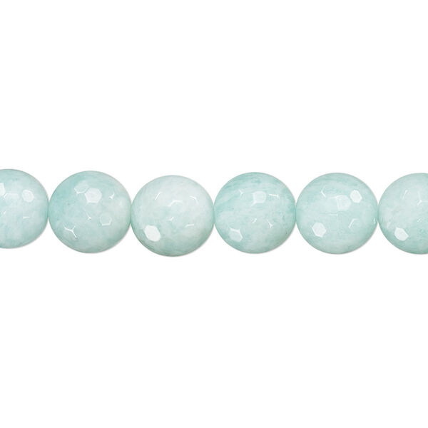 Bead, amazonite (natural), 8mm faceted round, A- grade, Mohs hardness 6 to 6-1/2. Sold per 15-1/2" to 16" strand. image number 0