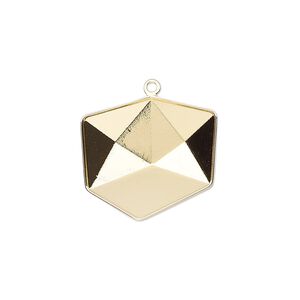 Drop, Almost Instant Jewelry®, gold-plated brass, 20.5x19.5mm with 19mm tilted dice setting (4933/C). Sold individually.
