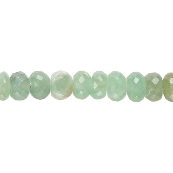 Green chalcedony 1pkg1, hand-cut faceted rondelle bead 14 inch 7x4mm-8x6mm image number 0