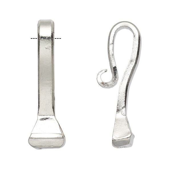 Drop, imitation rhodium-plated carbon steel, 27x8mm-29x8mm horseshoe nail with fancy curl. Sold per pkg of 4. image number 0