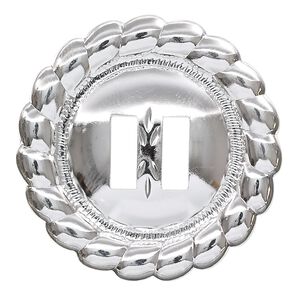 Slide, silver-plated steel, 39mm round. Sold per pkg of 10.