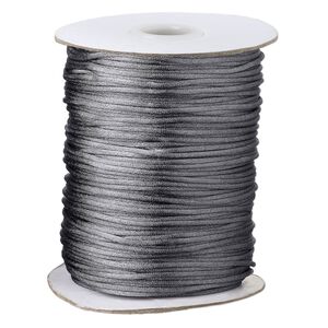 Cord, Satinique™, satin, dark grey, 1.5mm small. Sold per 400-foot spool.