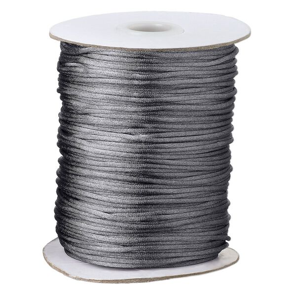 Cord, Satinique™, satin, dark grey, 1.5mm small. Sold per 400-foot spool. image number 0
