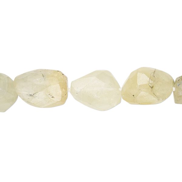 Bead, prehnite (natural), mini to small hand-faceted nugget, Mohs hardness 6 to 6-1/2. Sold per 8-inch strand. image number 0