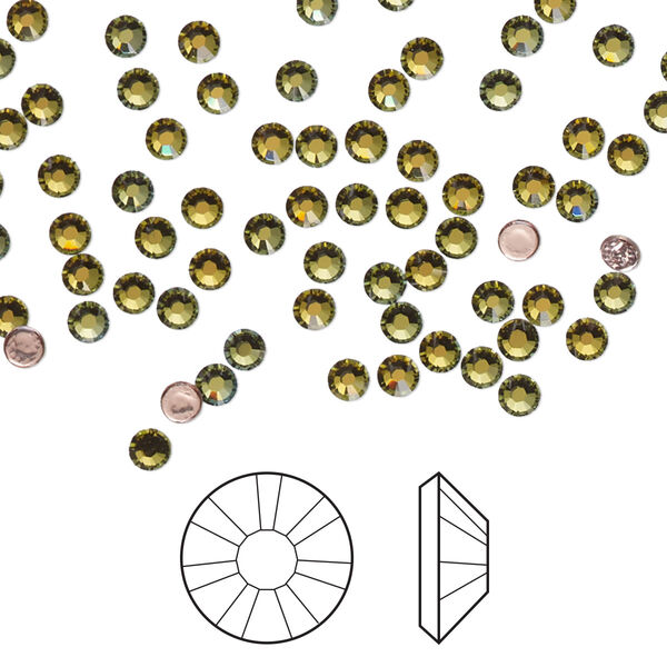 Flat back 144pk crystal tabac foil back, Crystal Passions® hotfix rhinestone 2.7-2.9mm rose round SS10 2038HF image number 0