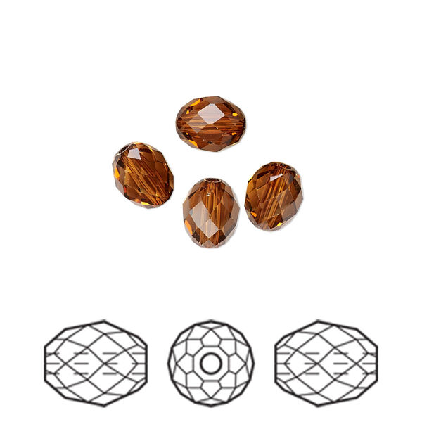 Bead 4pk light amber, Crystal Passions® 7x6mm olive briolette 5044 image number 0