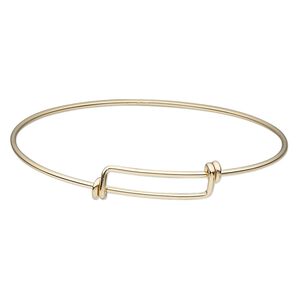 Bracelet, bangle, 14Kt gold-filled, 1.5mm wide, adjustable from 7-1/2 to 8-1/2 inches. Sold individually.