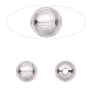 Bead, sterling silver, 10mm round with laser-cut Greek key pattern. Sold individually.
