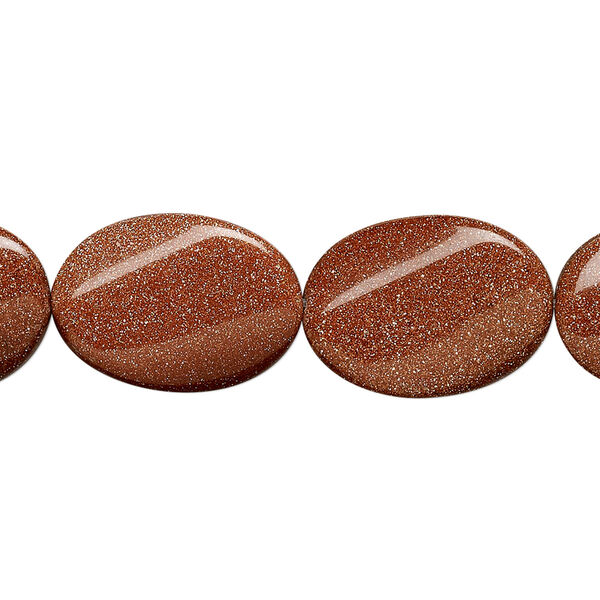 Bead, brown goldstone (glass) (man-made), 18x13mm twisted oval. Sold per 15-1/2" to 16" strand. image number 0
