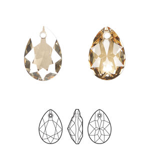 Drop 36pk crystal golden shadow, Swarovski® 16mm pendant pear cut 6433