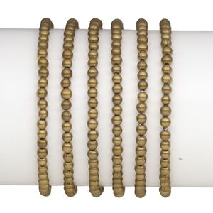 Bracelet, stretch, bronze-coated plastic, 4mm round, 7-1/2 inches. Sold per pkg of 6.