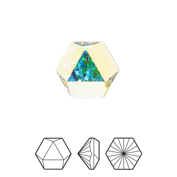 Fancy stone 1pk crystal AB foil back, Crystal Passions® 16x14mm prismatic hexagon 4699 image number 0