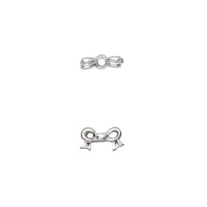 Bead, silver-plated pewter (tin-based alloy), 9x5mm bow, fits 4mm cube bead. Sold per pkg of 4.