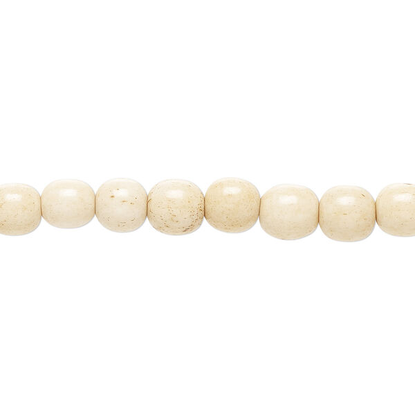 Bead, bone (dyed), antiqued brown and white, 6mm round, Mohs hardness 2-1/2. Sold per 15-1/2" to 16" strand. image number 0