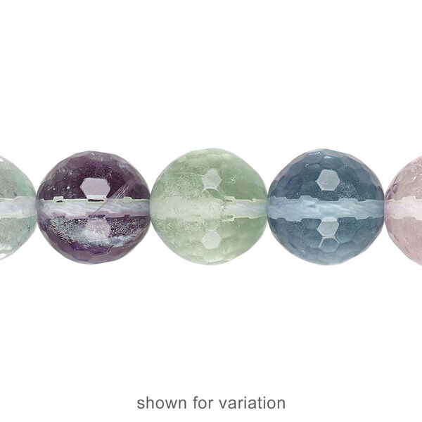 Rainbow fluorite 1pkg1, faceted round bead natural 15.5-16 inch 12mm image number 1