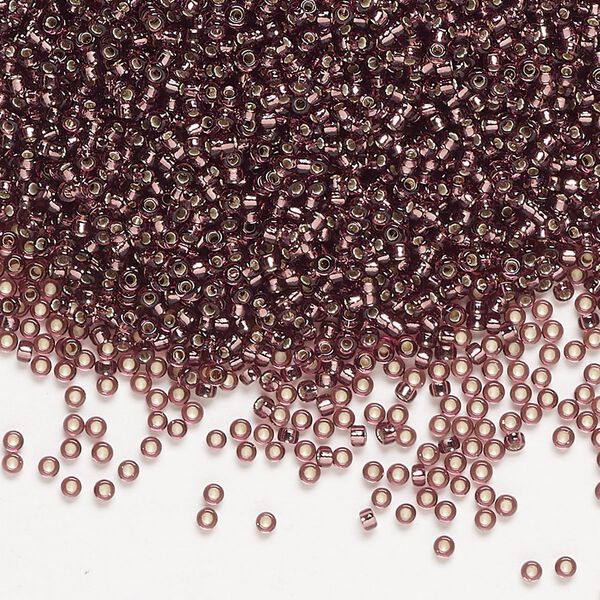 Seed bead, Miyuki, glass, pkg/250g, #15 rocaille, transparent silver-lined dark smoky amethyst (RR-13). image number 0