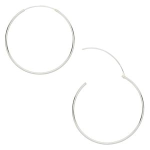 Earring hoop 1pkg2 sterling silver, 40mm round / endless loop, 1 pair