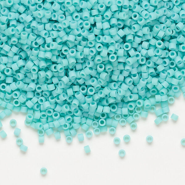 Seed bead, Delica®, glass, pkg/250g, #11 round, opaque matte sea opal (DB-1586). image number 0