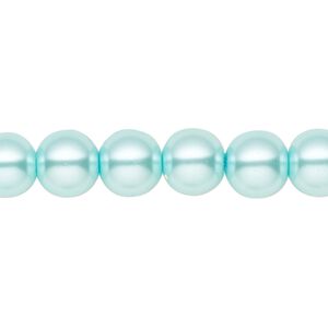 Bead, crystal pearl, aqua blue, 10mm round. Sold per pkg of (2) 15-1/2" to 16" strands, approximately 80 beads.