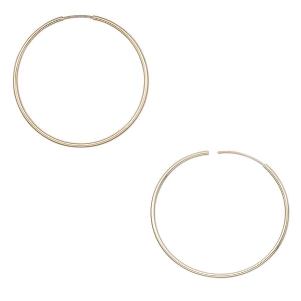 Earring hoop 1pkg2 14Kt gold-filled, 38mm round / endless loop, 1 pair image number 0
