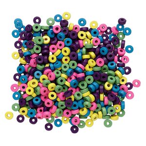 Bead mix, wood, mixed colors, 8x3mm rondelle. Sold per 400-gram pkg, approximately 4,500 beads.